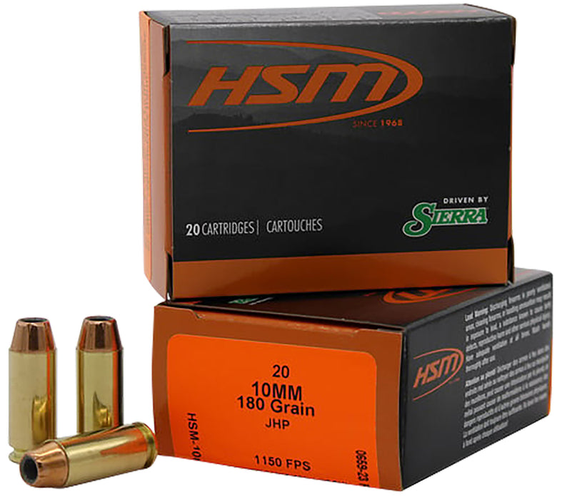 HSM 10MM15N20   10mm 180gr Jacketed Hollow Point 20 Per Box/20 Case