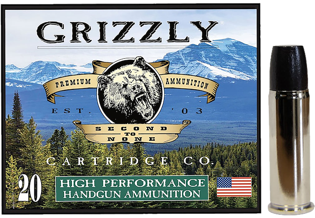 Grizzly Ammo GC44M+P1   44RemMag+P+ 355gr Wide Long Nose Gas Check 20 Per Box/10 Case