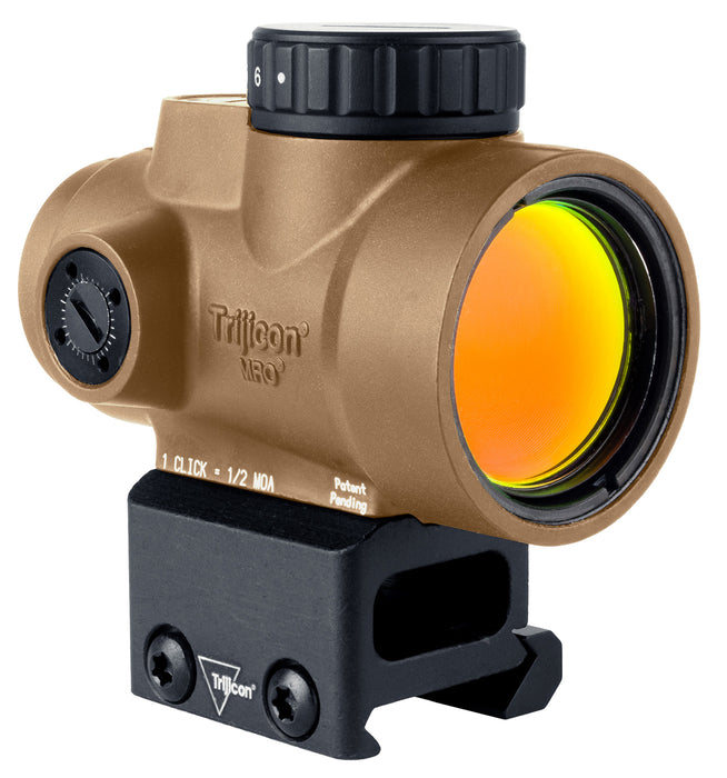 Trijicon 2200327 MRO SD  Coyote Tan 1x25mm 2 MOA Red Dot Reticle Full Co-Witness Mount