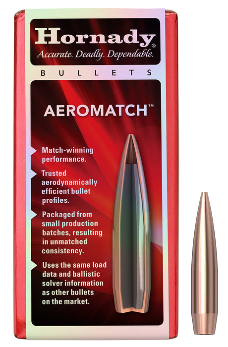 Hornady 24573 Aeromatch  6mm 105gr 100 Per Box/25 Case
