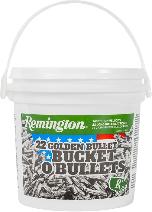 Remington Ammunition 21231 Golden Bullet Bucket O Bullets 22LR 36gr Plated Hollow Point 1400 Per Box/4 Case *Bucket