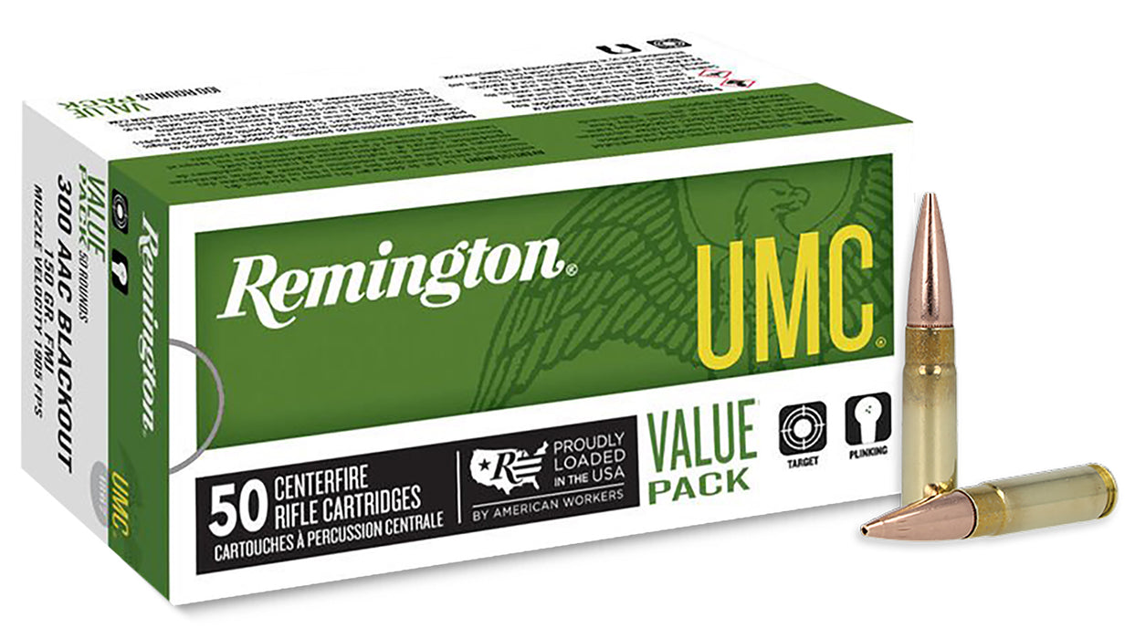 Remington Ammunition 26855 UMC  300Blackout 150gr Full Metal Jacket 50 Per Box/8 Case