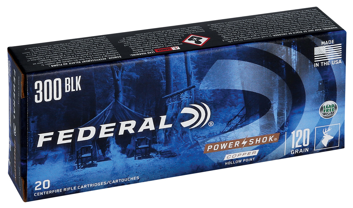 Federal 300BLK120LFA Power-Shok  300Blackout 120gr Copper Hollow Point 20 Per Box/10 Case