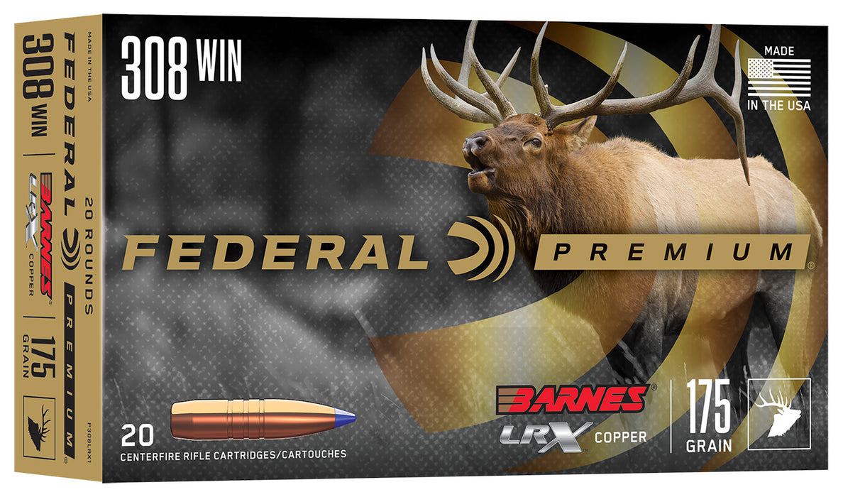 Federal P308LRX1 Premium  308Win 175gr Barnes LRX Lead Free 20 Per Box/10 Case