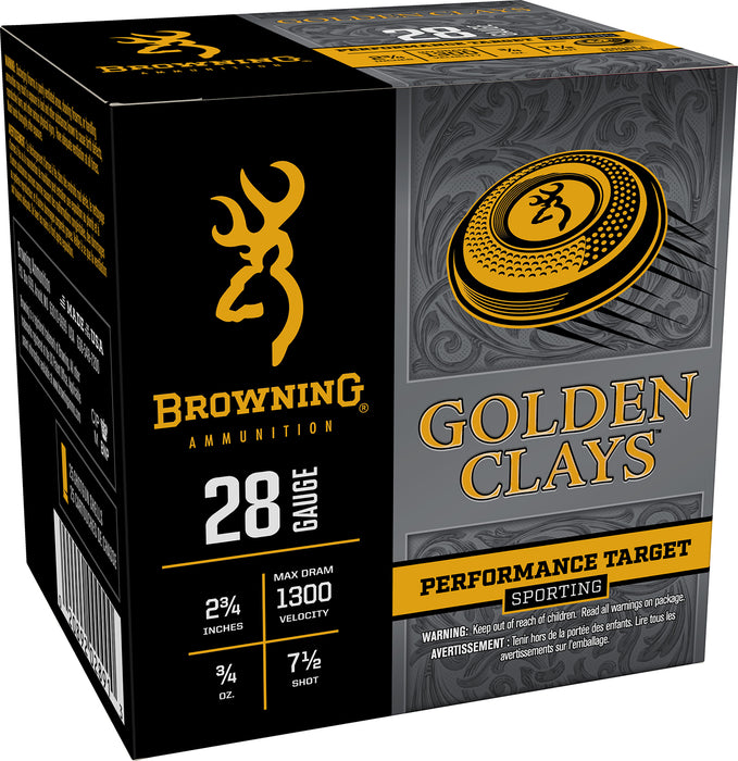 Browning Ammo BGC287 Golden Clays  28Gauge 2.75" 3/4oz 7.5Shot 25 Per Box/10 Case