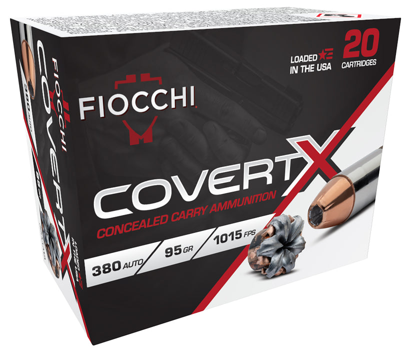 Fiocchi 380CCWA CovertX  380ACP 95gr Jacketed Hollow Point 20 Per Box/10 Case