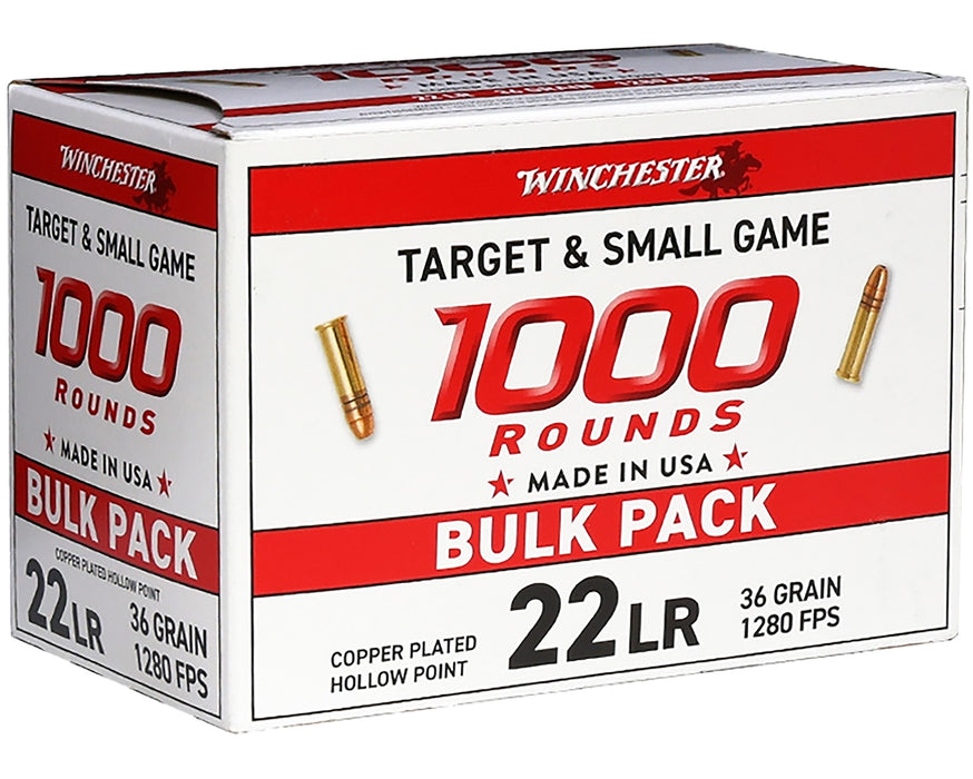 Winchester Ammo 22LR1KHP   22LR 36gr Plated Hollow Point 1000 Per Box/2 Case