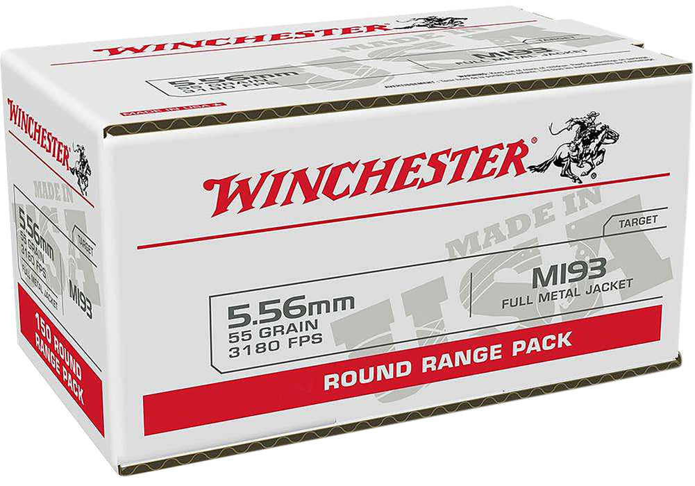 Winchester Ammo WM193100   5.56mm 55gr Full Metal Jacket 100 Per Box/10 Case