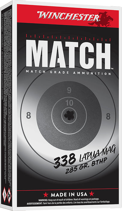 Winchester Ammo S338LM2 Match  338LapuaMag 285gr Boat Tail Hollow Point 20 Per Box/10 Case