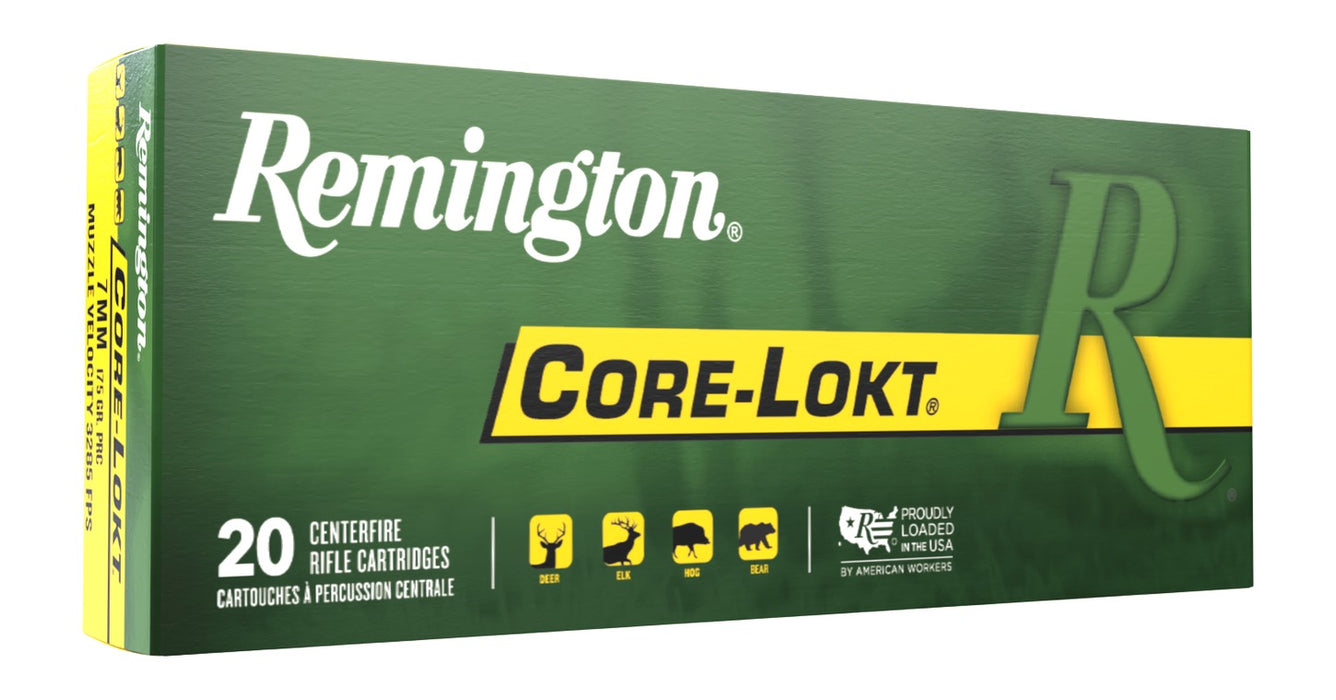 Remington Ammunition 20055 Core-Lokt  7PRC 175gr Pointed Soft Point 20 Per Box/10 Case