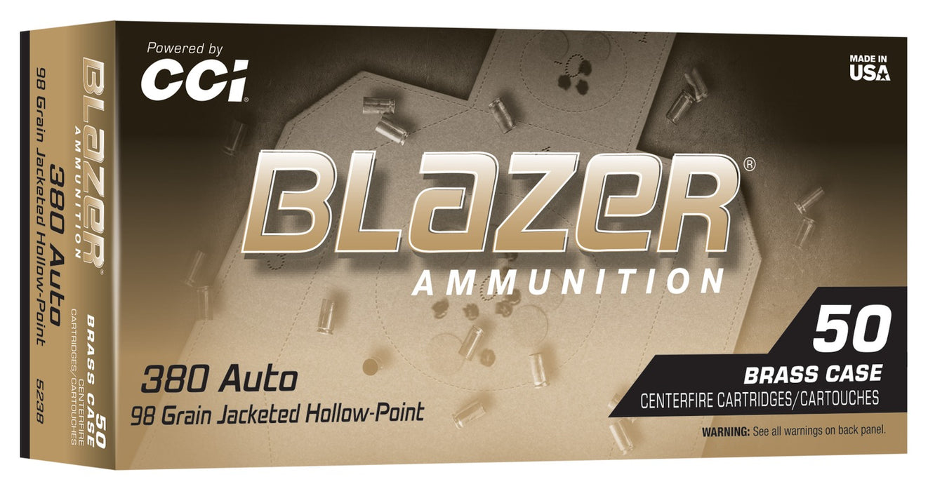 CCI 5238 Blazer  380ACP 98gr Jacketed Hollow Point 50/Box