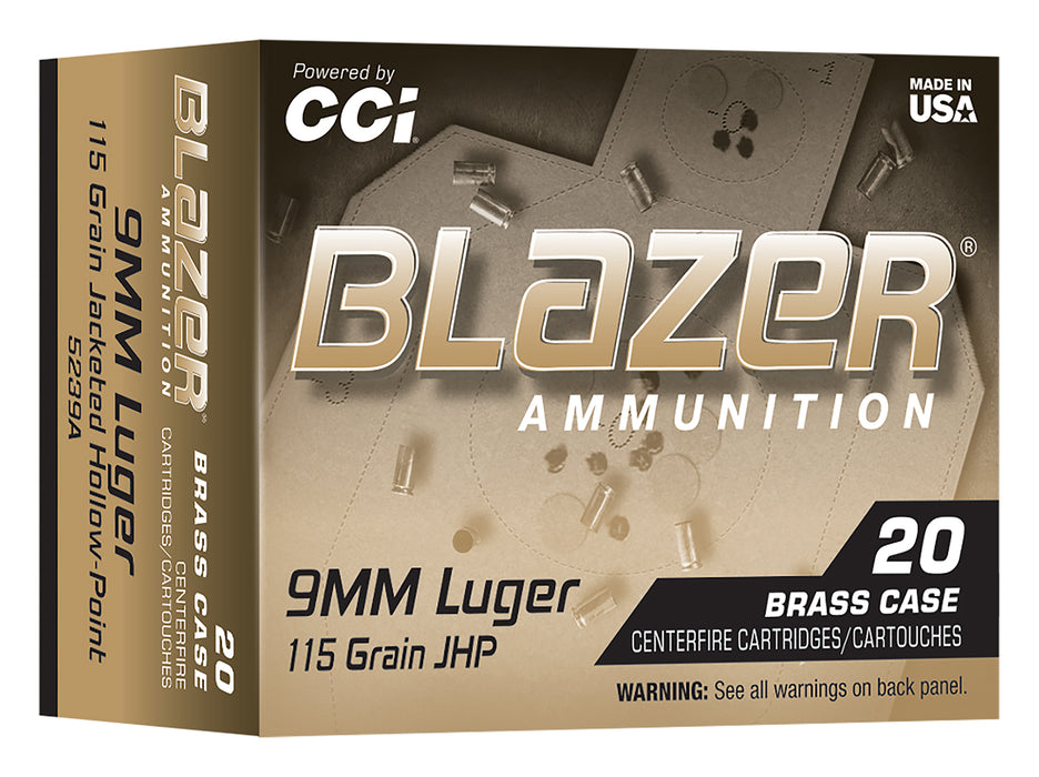 CCI 5239A BLAZER BRASS     9MM  115 JHP 20/25
