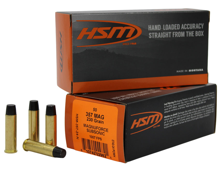 HSM 35724N   357Mag Subsonic 230gr Hard Cast Long Flat Nose 50 Per Box/10 Case