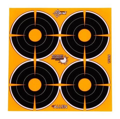 Allen 15326 EZ Aim Splash Adhesive Target Black/Orange (4) 12 Sheets *48 Total Bullseyes