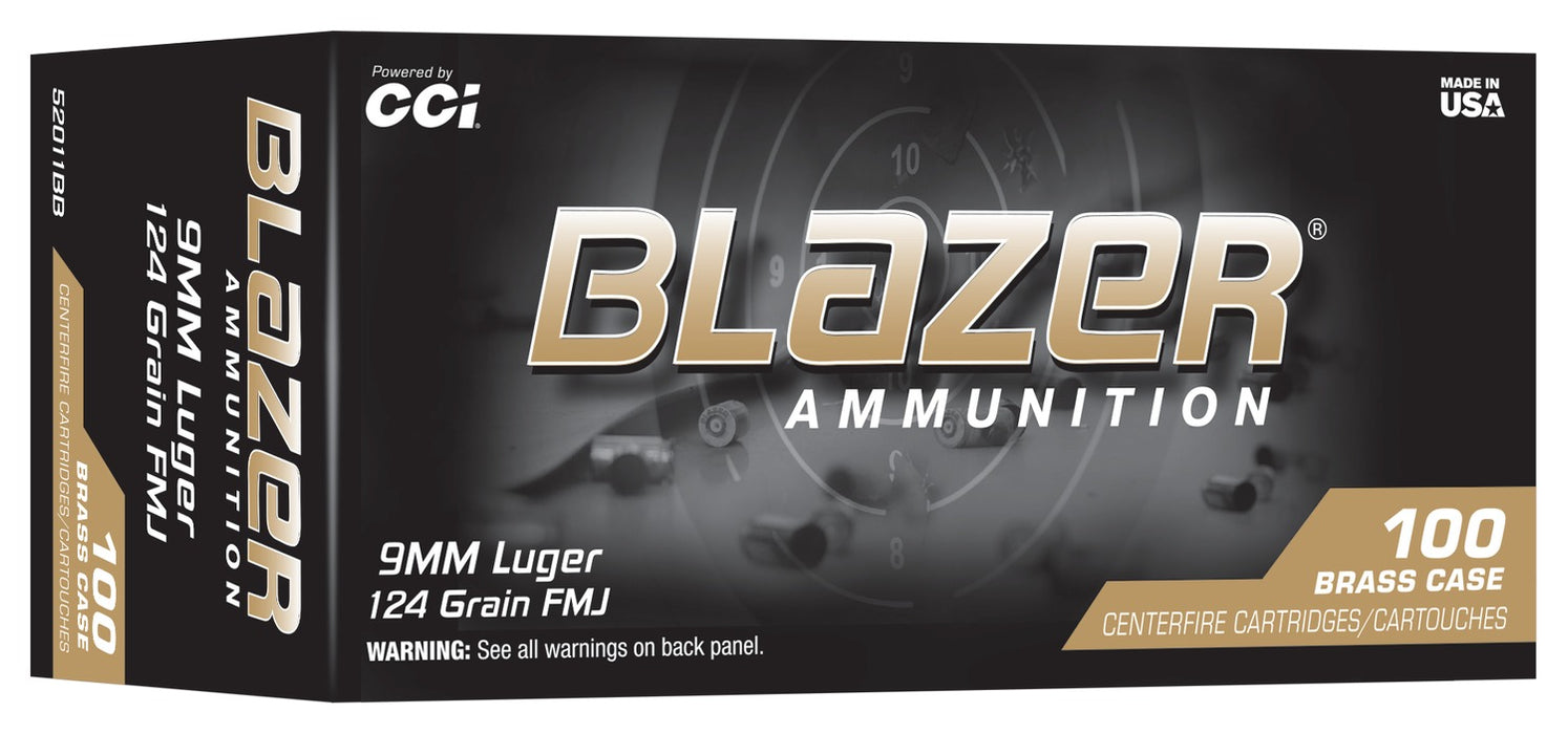 CCI 52011BB  BLAZER BRASS  9MM  124GR  100/10