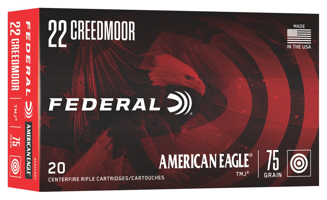 Federal AE22CRD1 American Eagle 22Creedmoor 75gr Total Metal Jacket