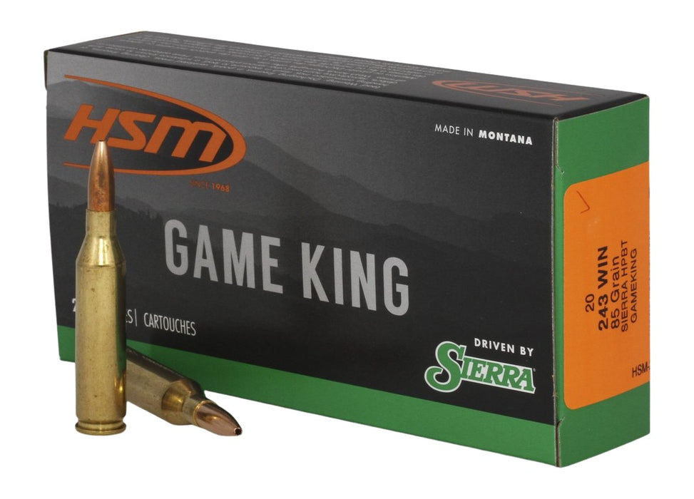 HSM 2439N Game King  243 Win 85 gr Sierra GameKing Spitzer Boat Tail 20 Per Box/ 25 Case