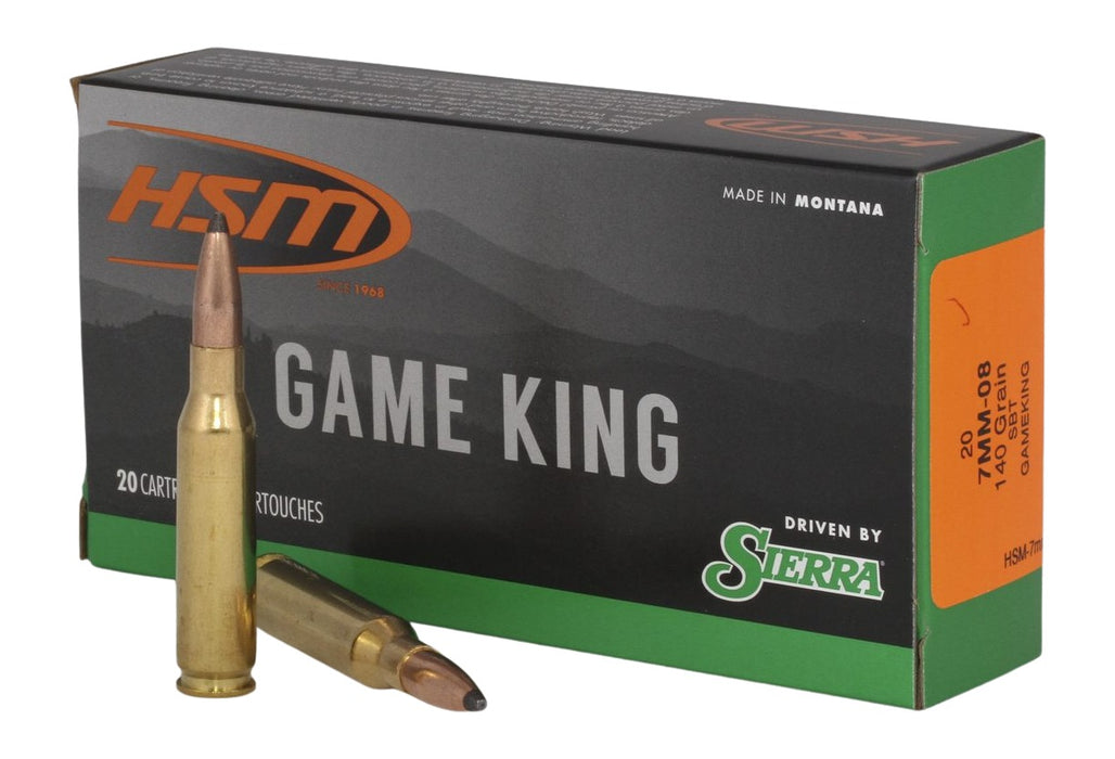 HSM 7MM087N Game King  7mm-08 Rem 140 gr Sierra GameKing Spitzer Boat Tail 20 Per Box/ 25 Case