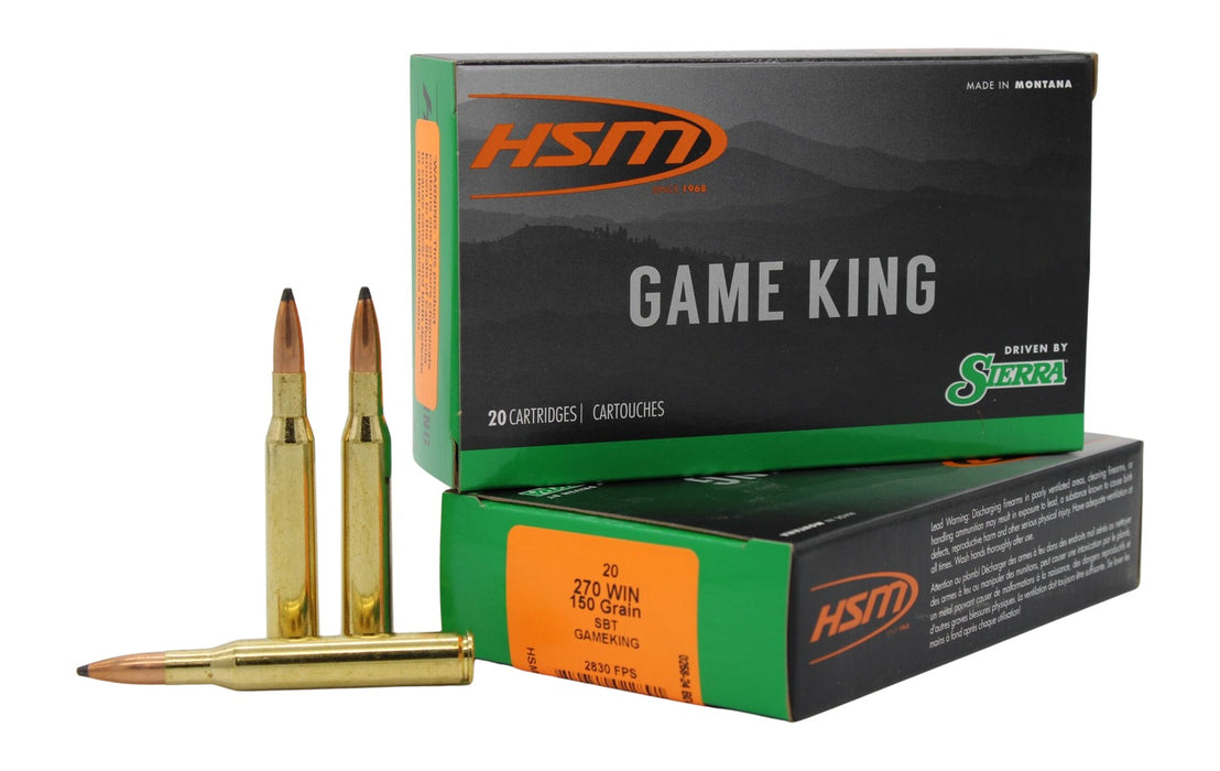 HSM 27013N Game King  270 Win 150 gr Sierra GameKing Spitzer Boat Tail 20 Per Box/ 20 Case