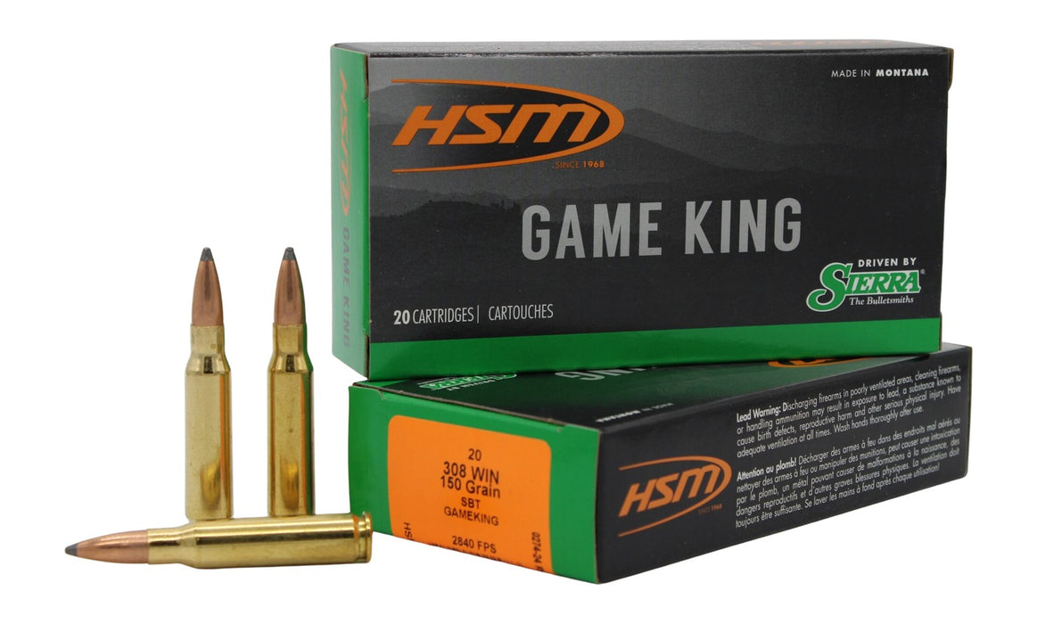 HSM 30841N Game King  308 Win 150 gr Sierra GameKing Spitzer Boat Tail 20 Per Box/ 25 Case