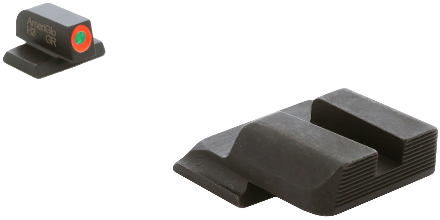 AmeriGlo SW433B Protector Sight Set for Smith & Wesson M&P  Green Tritium Orange Outline Front Sight-Black Serrated Rear Sight