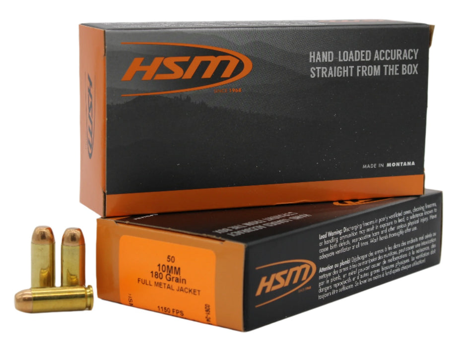 HSM 10MM2N Training  10mm Auto 180 gr Full Metal Jacket 50 Per Box/ 20 Case