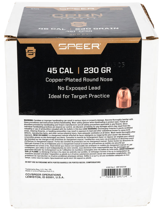 Speer 4714 Handgun  45Cal 230gr Round Nose 500 Per Box/3 Case