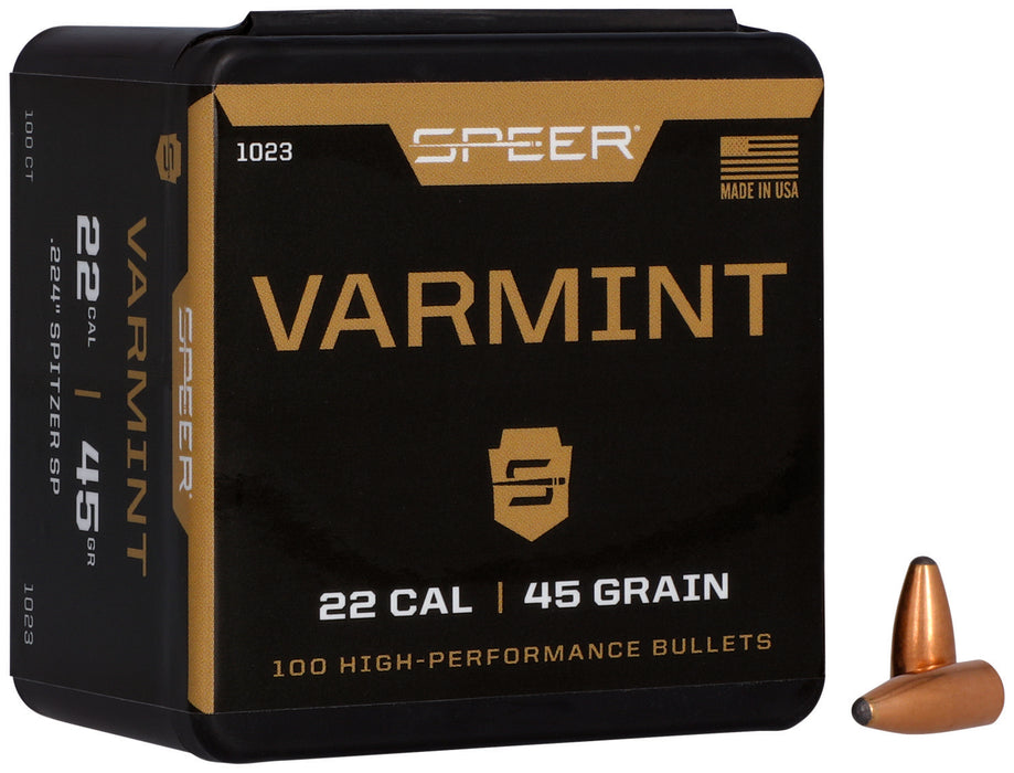 Speer 1023 Varmint  22Cal 45gr Jacketed Soft Point 100 Per Box/5 Case