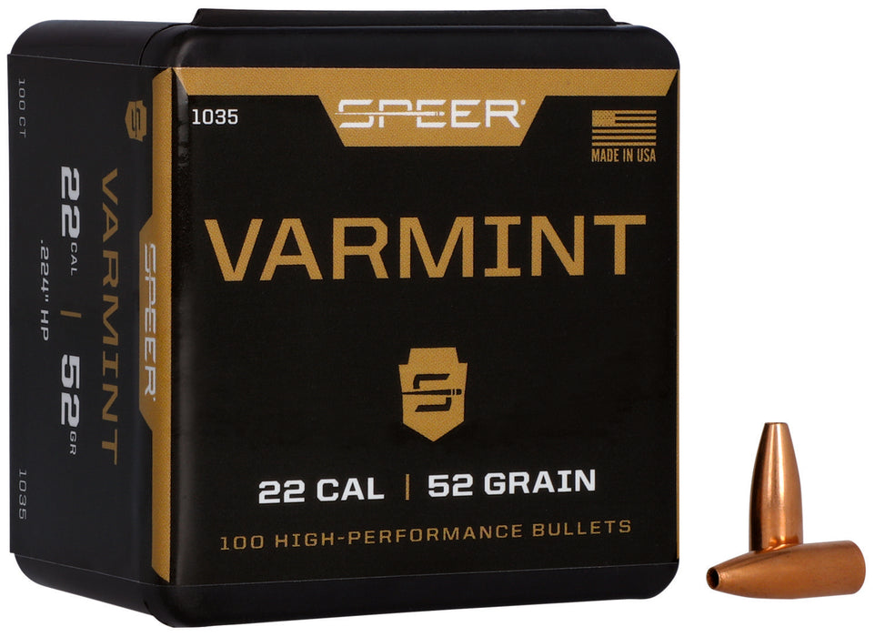Speer 1035 Varmint  22Cal 52gr Hollow Point 100 Per Box/5 Case