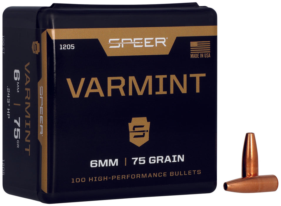 Speer 1205 Varmint  6mm 75gr Jacketed Hollow Point 100 Per Box/5 Case