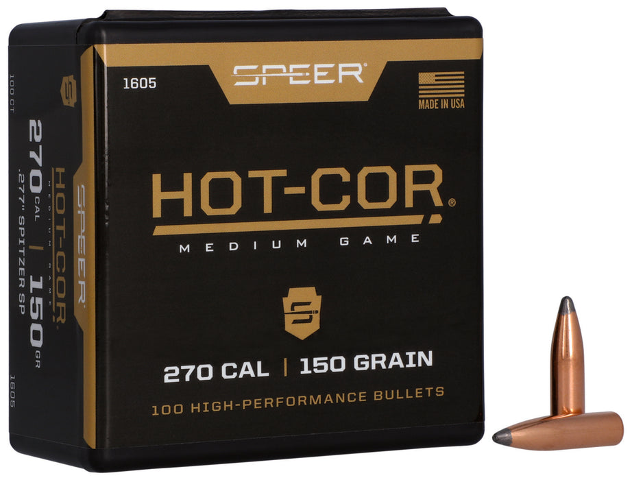 Speer 1605 Hot-Cor  277Cal 150gr Spitzer Soft Point 100 Per Box/5 Case