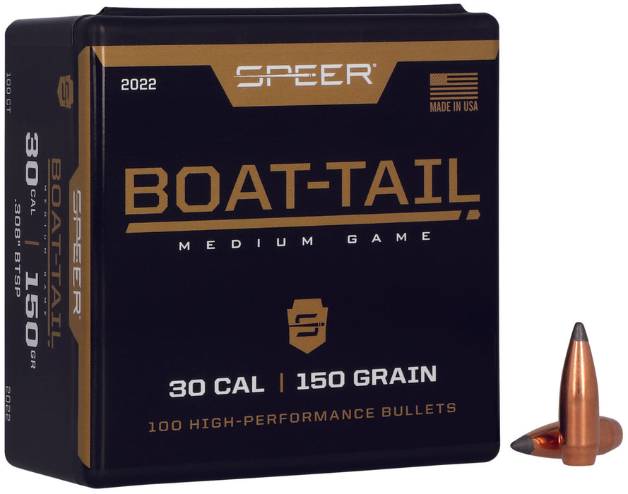Speer 2022 Boat-Tail  30Cal 150gr Jacketed Soft Point Boat Tail 100 Per Box/5 Case