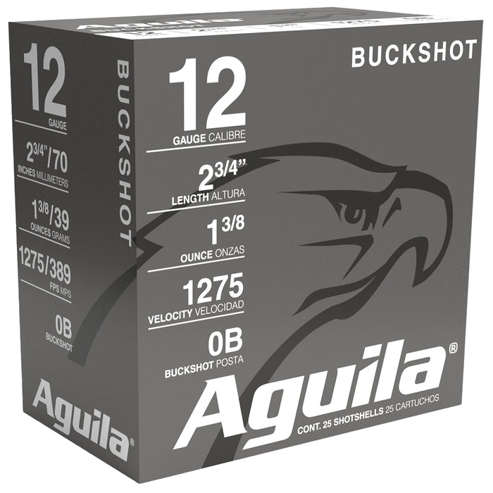 Aguila 1C1200BA Hunting High Velocity 12 Gauge 2.75" 1 oz 0 Buck Shot 25 Per Box/10 Cs