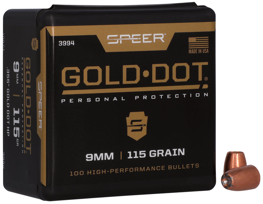 Speer 3994 Gold Dot Personal Protection 9mm 115gr Hollow Point 100 Per Box/5 Case