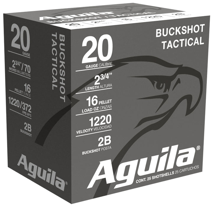 Aguila 1C2002BA Hunting High Velocity 20 Gauge 2.75" 1 oz 2 Buck Shot 25 Per Box/10 Cs