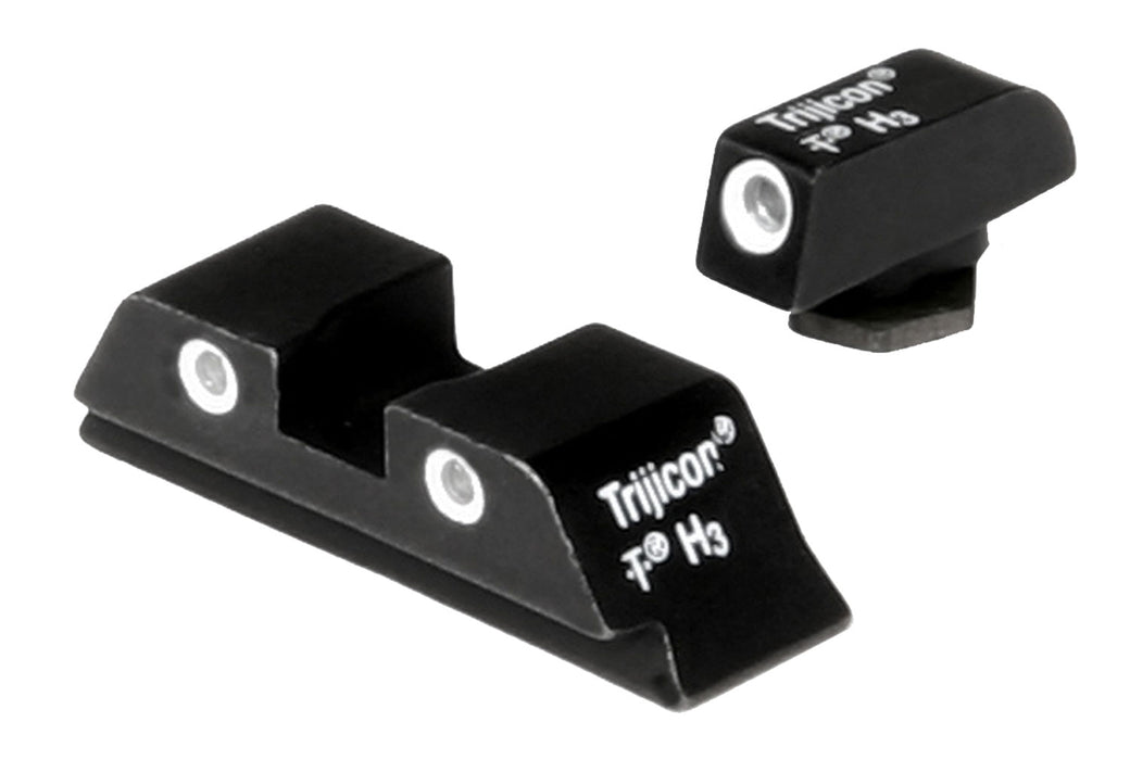 Trijicon 600210 Bright & Tough Night Sights  Green/Tritium White Outline Front Sight-Green/Tritium White Outline Rear Sight Glock 17/17L/19 Standard Frame