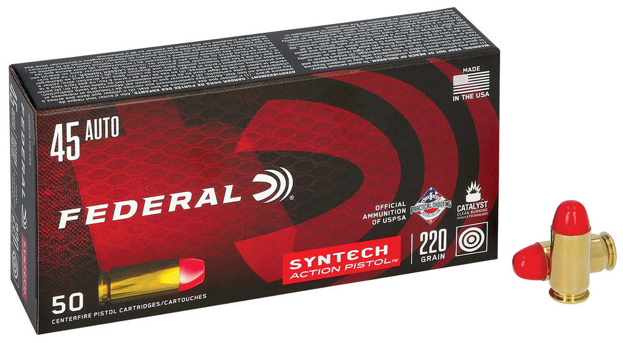 Federal AE45SJAP1 American Eagle Syntech Action Pistol  45ACP 220gr Total Syntech Jacket Flat Nose