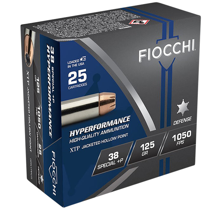 Fiocchi 38XTPP25 Hyperformance  38 Special +P 125 gr 1050 fps Hornady XTP Hollow Point 25 Bx/ 20 Cs