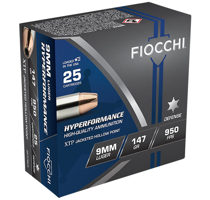Fiocchi 9XTPB25 Hyperformance  9mm Luger 147 gr 950 fps Hornady XTP Hollow Point 25 Bx/20 Cs