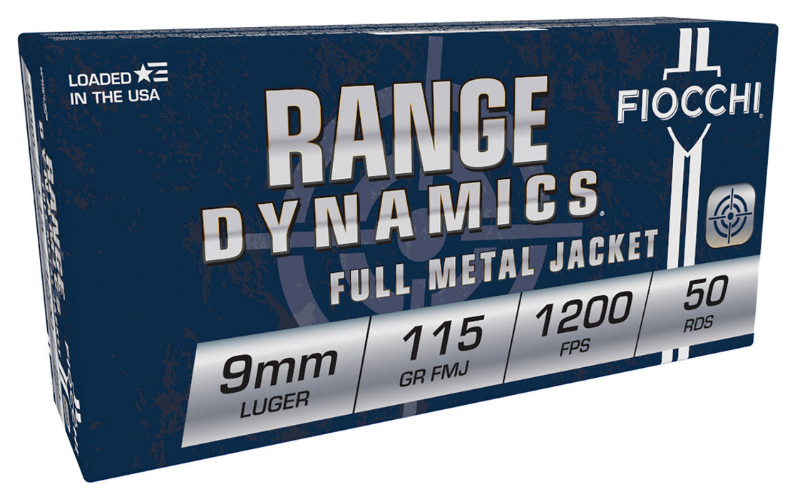 Fiocchi 9AP Range Dynamics  9mm Luger 115 gr Full Metal Jacket (FMJ) 50 Per Box/20 Cs