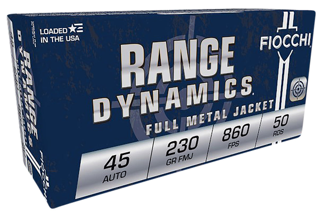 Fiocchi 45A500 Range Dynamics  45 ACP 230 gr 860 fps Full Metal Jacket (FMJ) 50 Bx/10 Cs