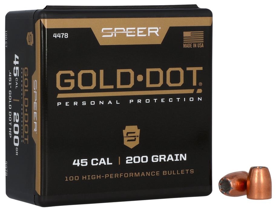 Speer 4478 Gold Dot Personal Protection 45Cal 200gr Hollow Point 100 Per Box/5 Case