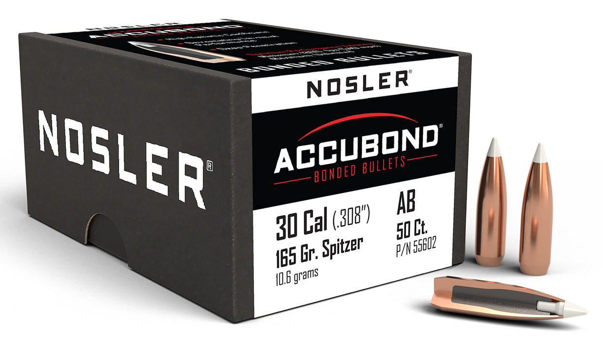 Nosler 55602 AccuBond  30Cal 165gr Spitzer Point 50/Box