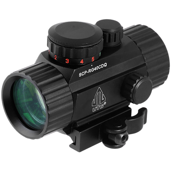 UTG SCPRG40CDQ ITA  Black Hardcoat Anodized 1x 4 MOA Red/Green Dot/62 MOA Circle Reticle