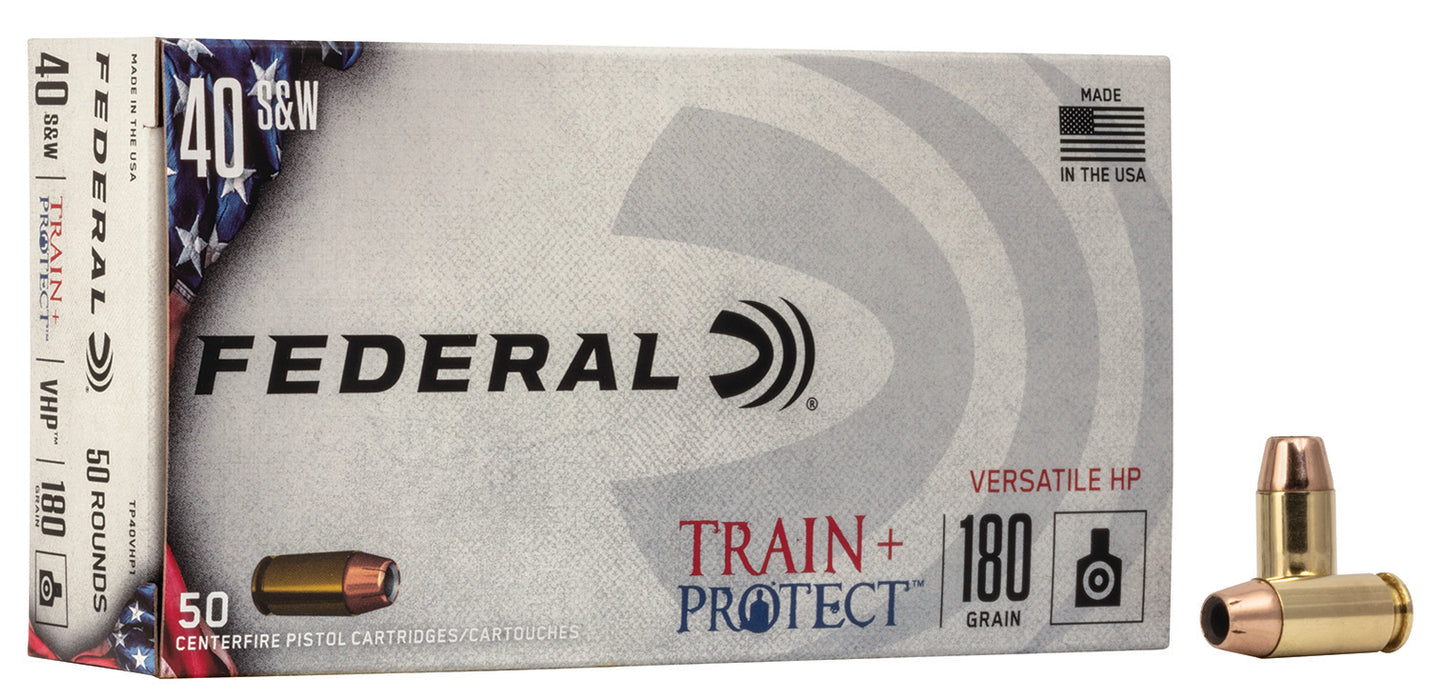 Federal TP40VHP1 Train + Protect  40S&W 180gr Versatile Hollow Point 50 Per Box/10 Case