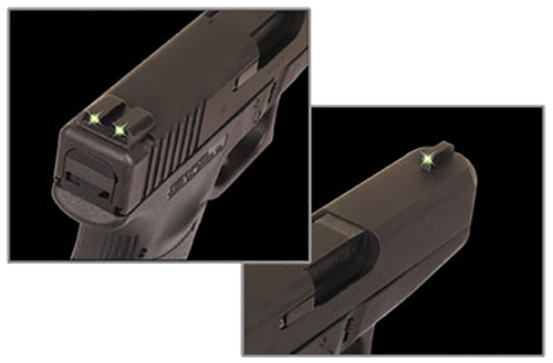 TruGlo TG231G2 Tritium  Green Tritium Front & Rear/Black Nitride Fortress Frame, Compatible w/Most Glock Except MOS 45 ACP/10mm Auto, Front Post/Rear Dovetail Mount