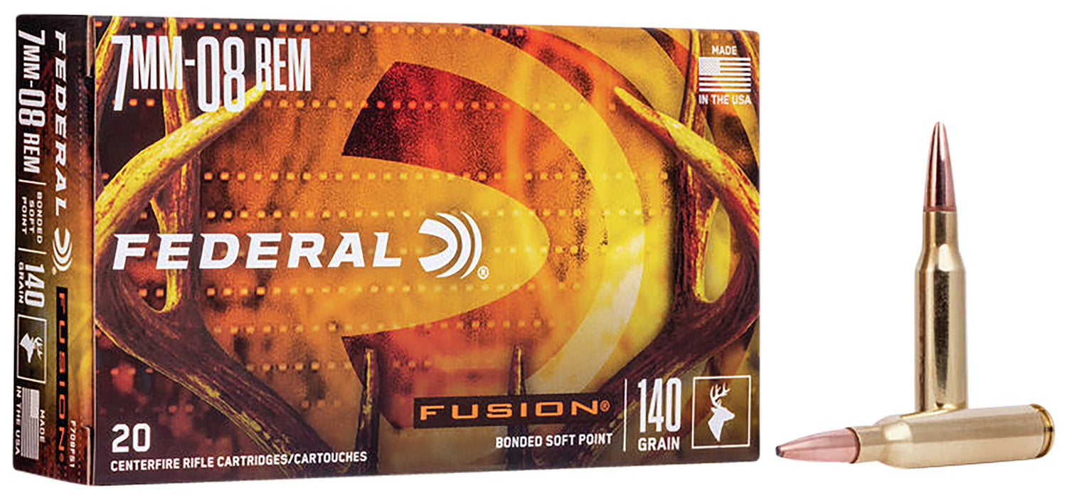 Federal F708FS1 Fusion  7mm-08Rem 140gr Bonded Soft Point 20 Per Box/10 Case