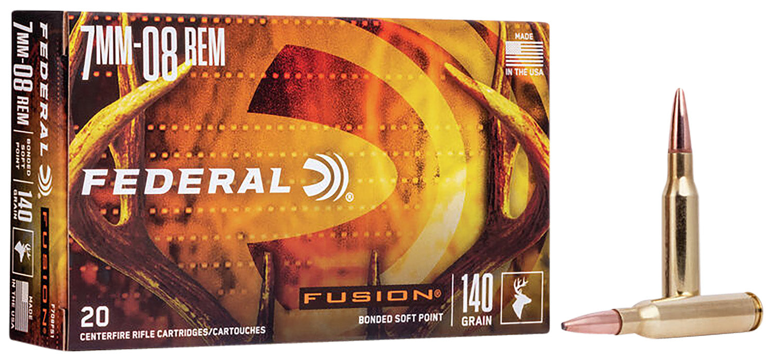 Federal F708FS1 Fusion  7mm-08 Rem 140 gr 2850 fps Fusion Soft Point 20 Bx/10 Cs