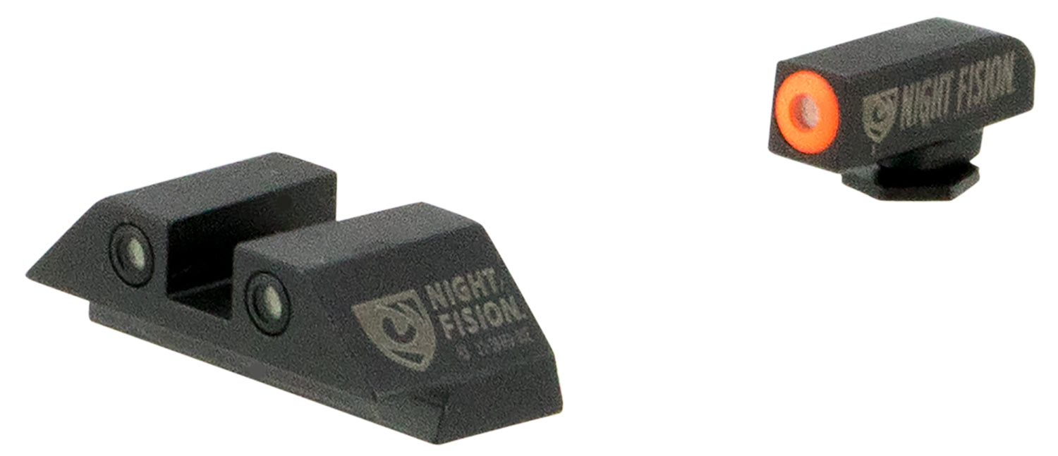 Night Fision GLK003003OGW Tritium Night Sights For Glock  Green Tritium Orange Outline Front Sight- Green Tritium White Outline Rear Sight Glock 42/43/43X