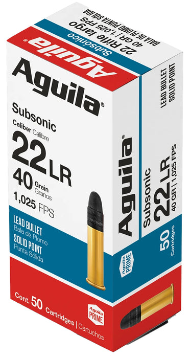 Aguila 1B220269 Subsonic  22 LR 40 gr Lead Solid Point 50 Per Box/20 Cs